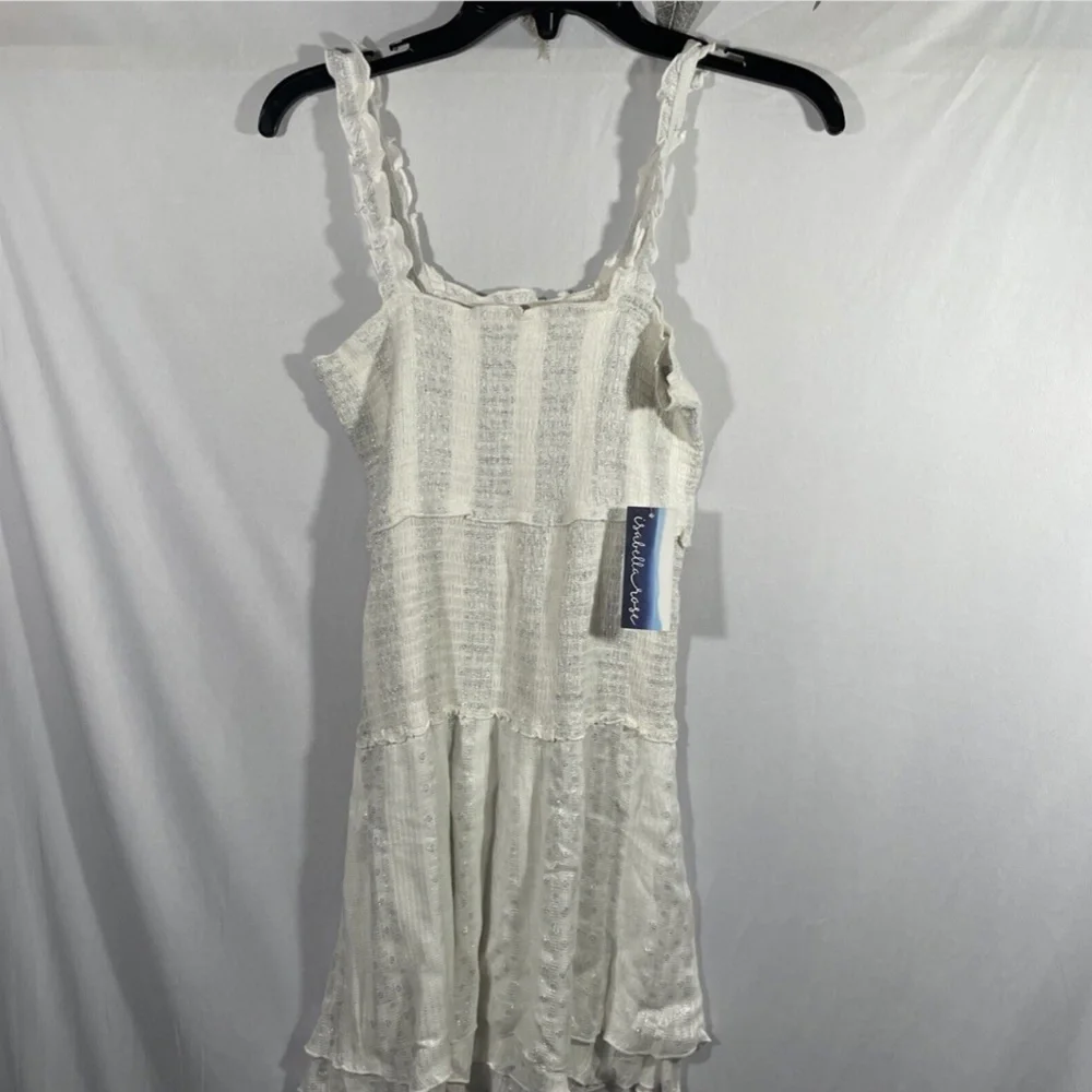 NWT Isabella Rose [ Large ] Villa Smocked Cover-Up Dress‎ in White/Silver